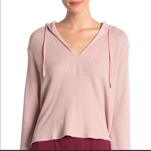 Splendid Thermal Crop Hoodie Too XS Dusty Pink